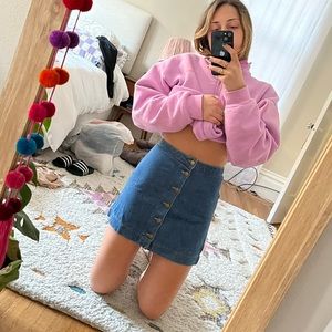 Free people denim button up skirt